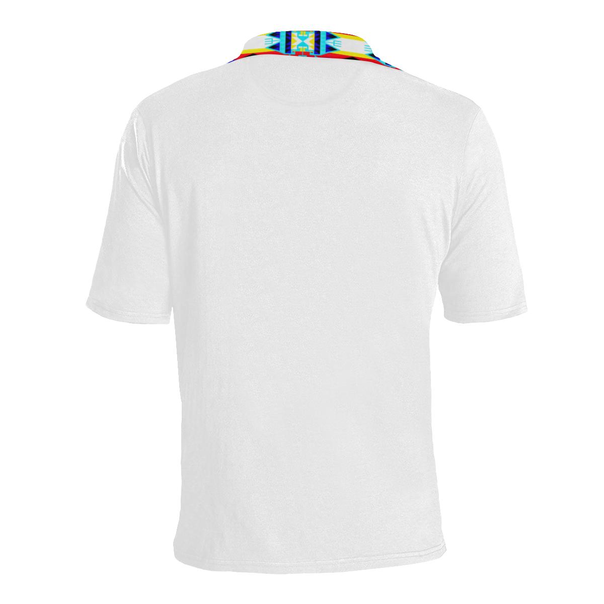 White II Blanket Strip Men's All Over Print Polo Shirt (Model T55) Men's Polo Shirt (Model T55) e-joyer