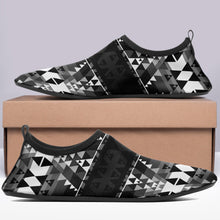 Load image into Gallery viewer, Writing on Stone Black and White Sockamoccs Slip On Shoes 49 Dzine 
