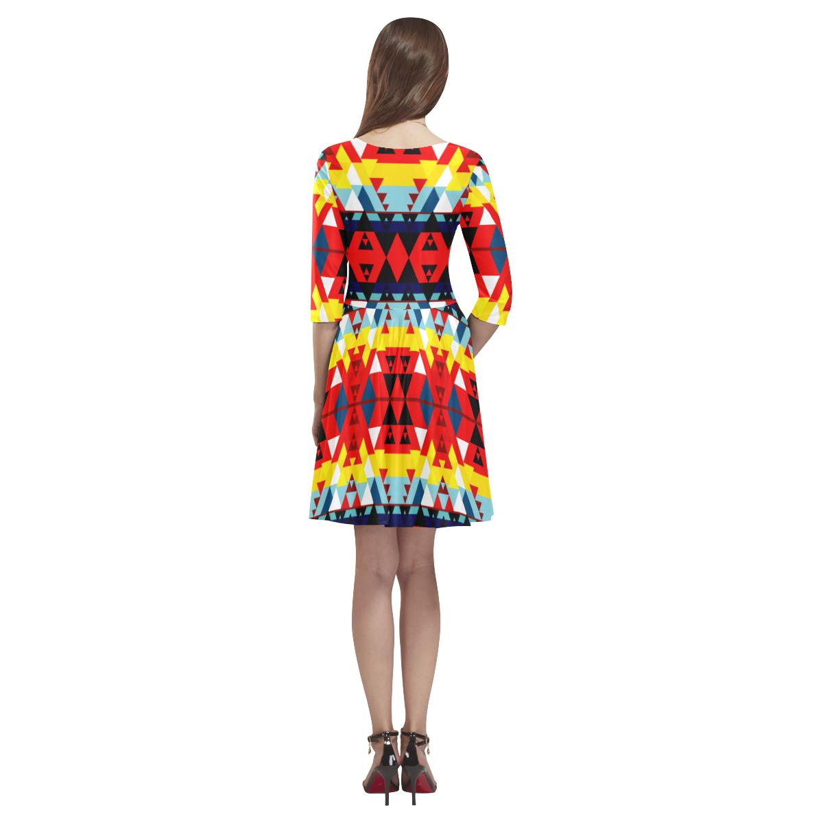 Writing on Stone Enemy Retreat Tethys Half-Sleeve Skater Dress(Model D20) Tethys Half-Sleeve Skater Dress (D20) e-joyer