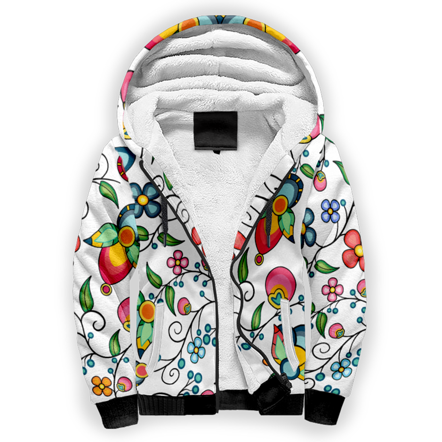 Floral Bounty White Sherpa Hoodie