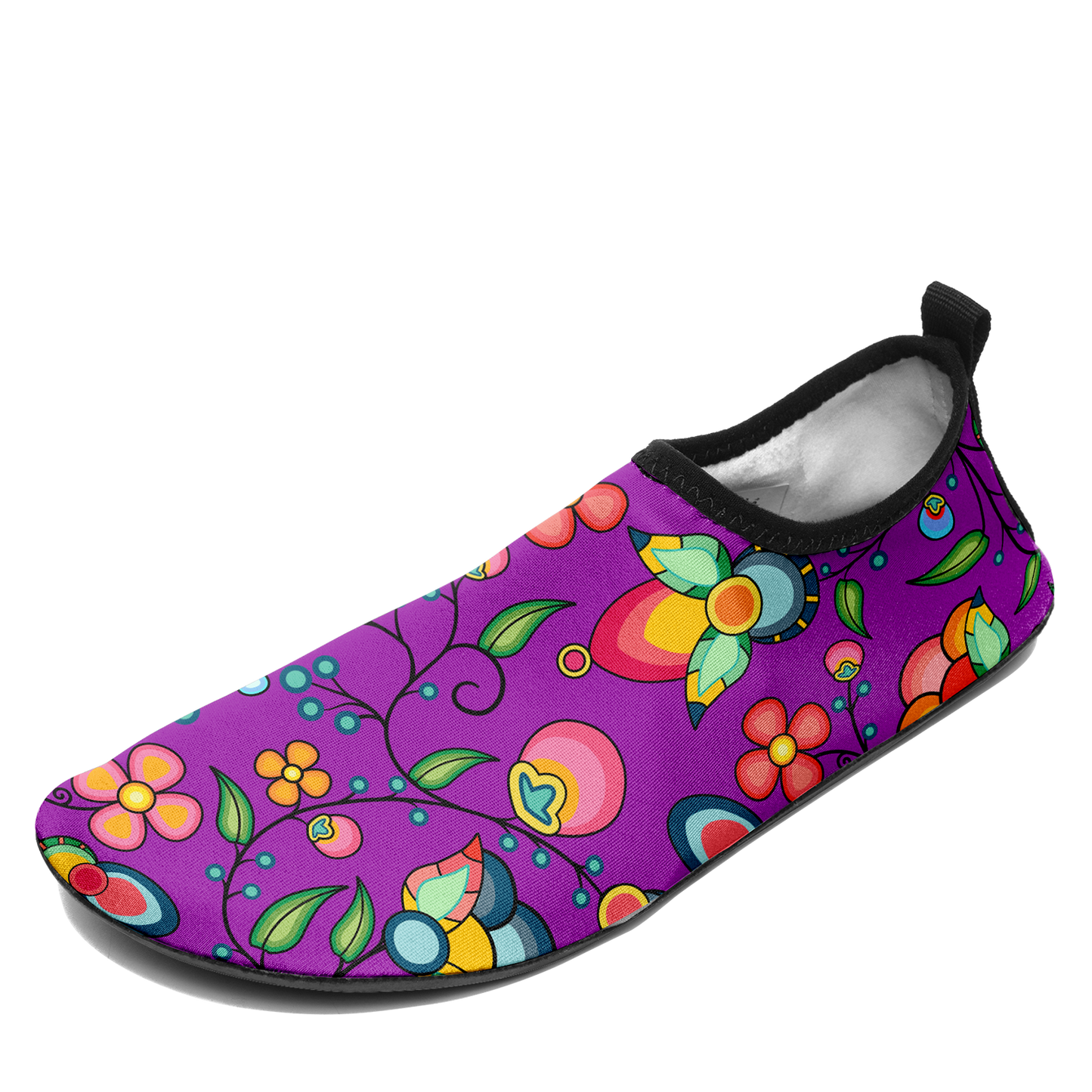 Floral Bounty Purple Kid's Sockamoccs Slip On Shoes