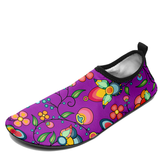 Floral Bounty Purple Kid's Sockamoccs Slip On Shoes