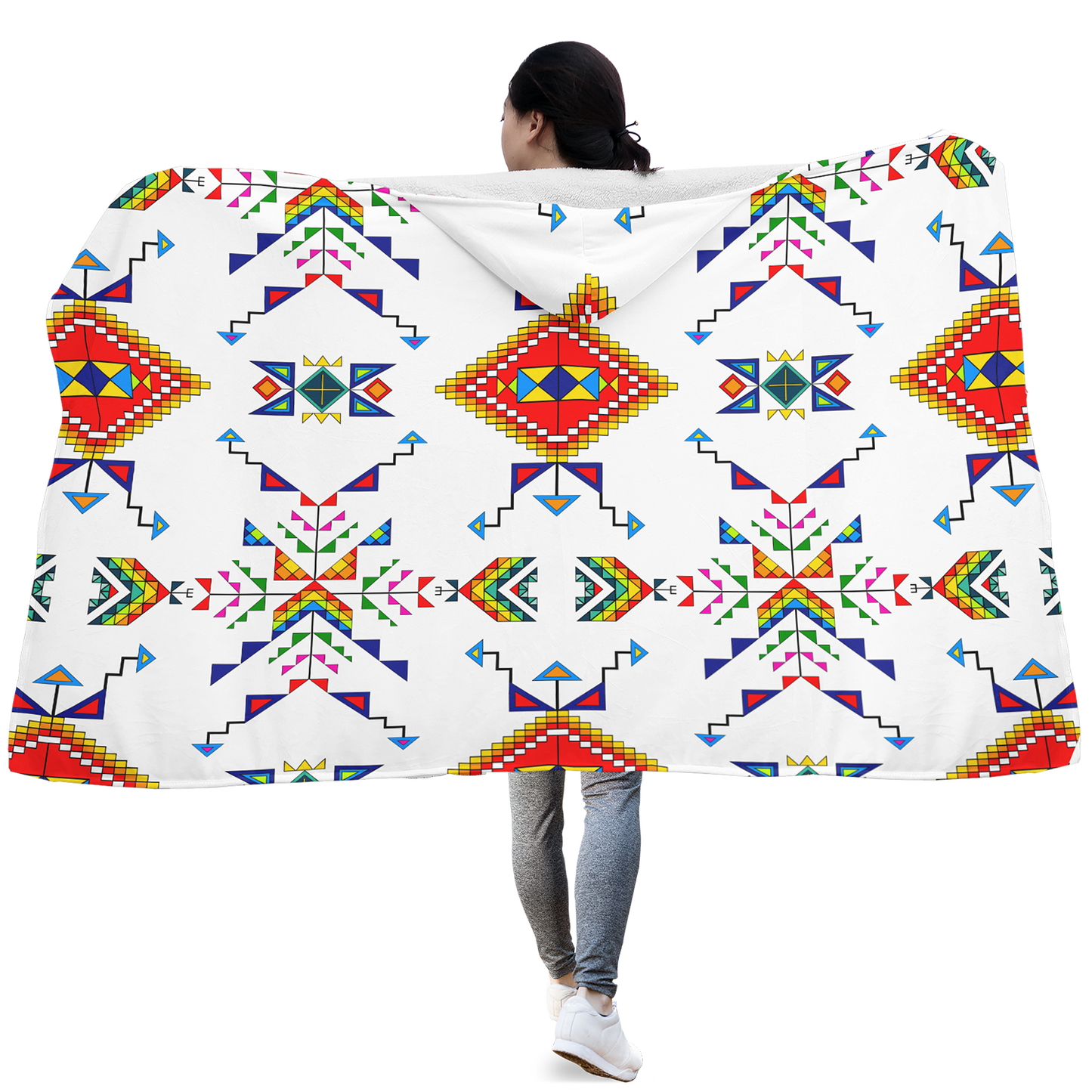 Buffalo Jump White Hooded Blanket