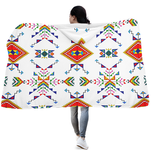 Buffalo Jump White Hooded Blanket