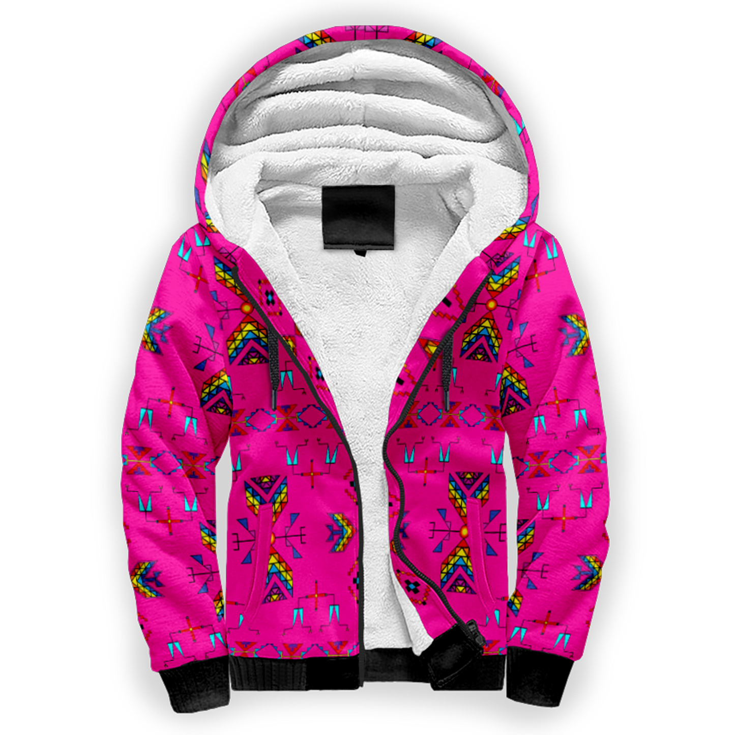 Rainy Chief Rainbow Hot Pink Sherpa Hoodie