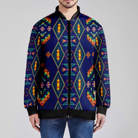 Travois Tipi Blue Zippered Collared Lightweight Jacket