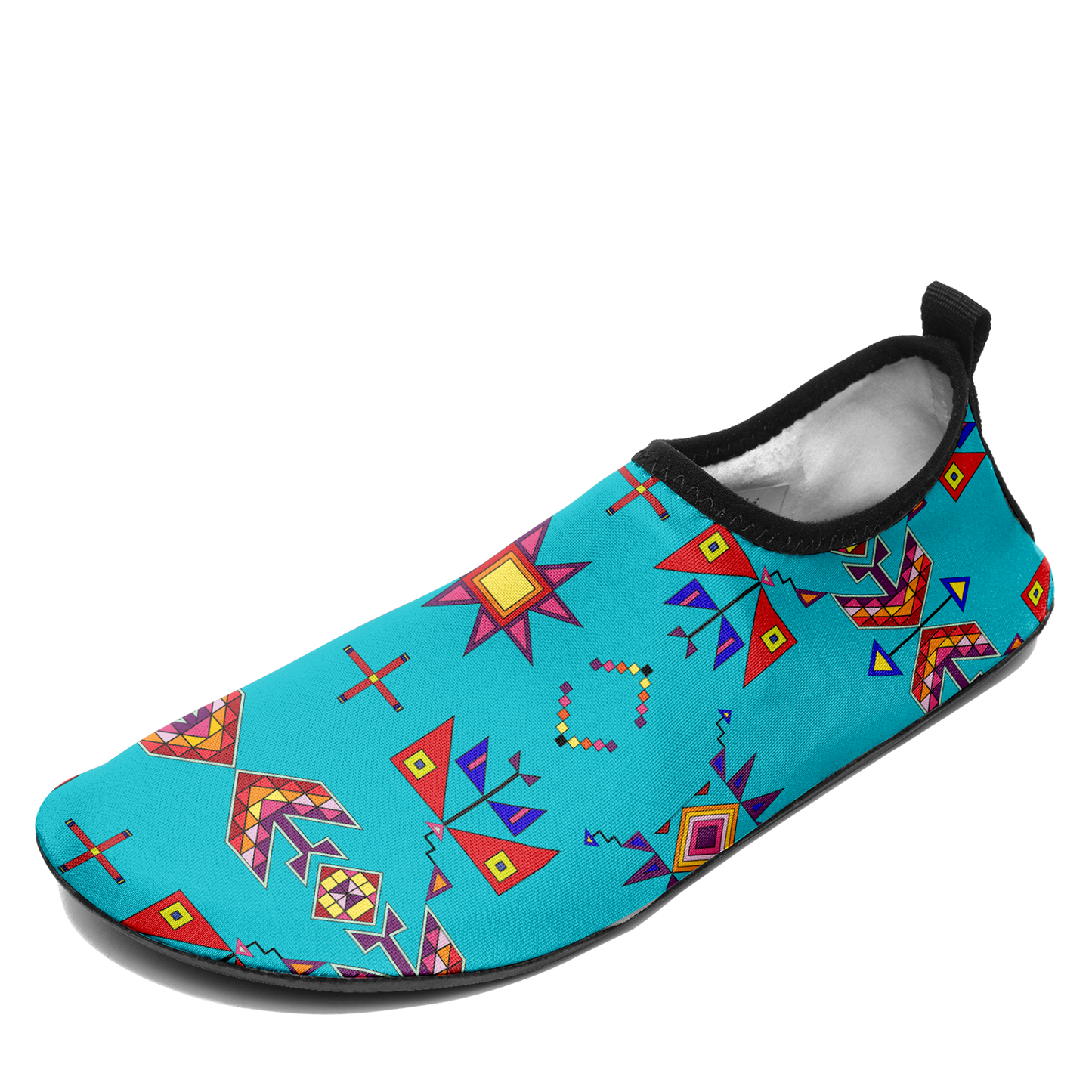 Scattered Generations Turquoise Kid's Sockamoccs Slip On Shoes