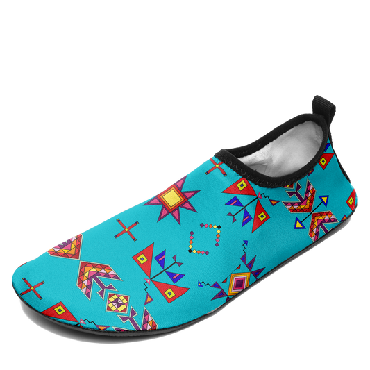 Scattered Generations Turquoise Kid's Sockamoccs Slip On Shoes