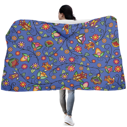 Heartbeat Petals Blue Hooded Blanket