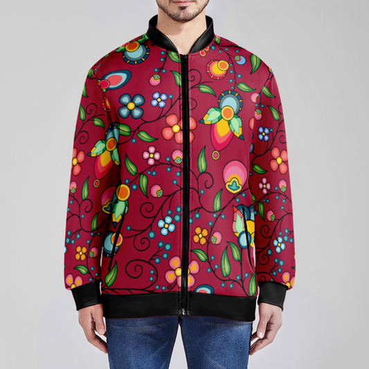 Floral Bounty Magenta Zippered Collared Lightweight Jacket