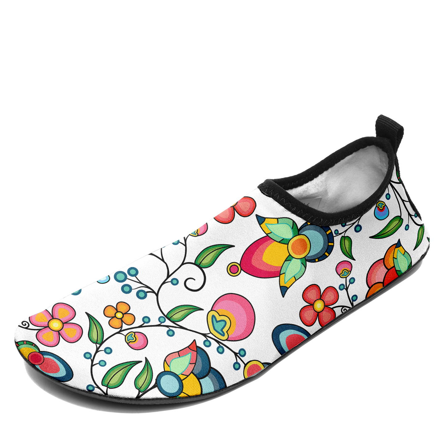 Floral Bounty White Kid's Sockamoccs Slip On Shoes