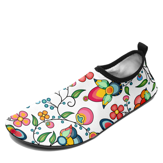 Floral Bounty White Kid's Sockamoccs Slip On Shoes