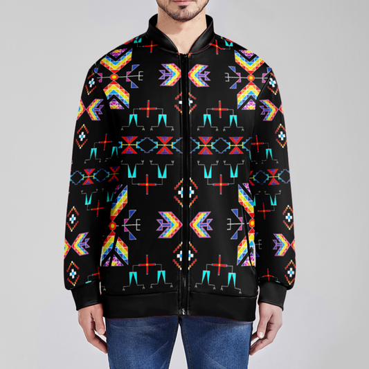 Rainy Chief Rainbow Black Zippered Collared Lightweight Jacket