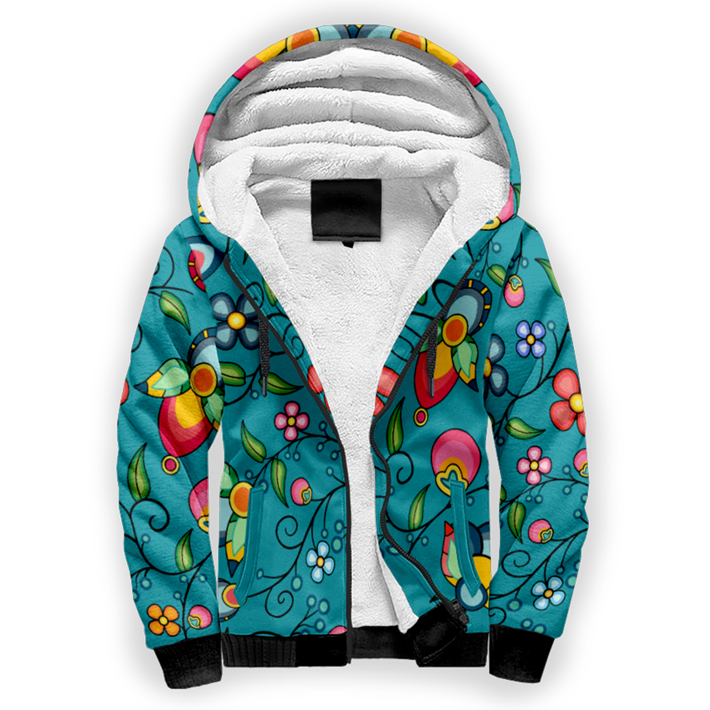 Floral Bounty Teal Sherpa Hoodie