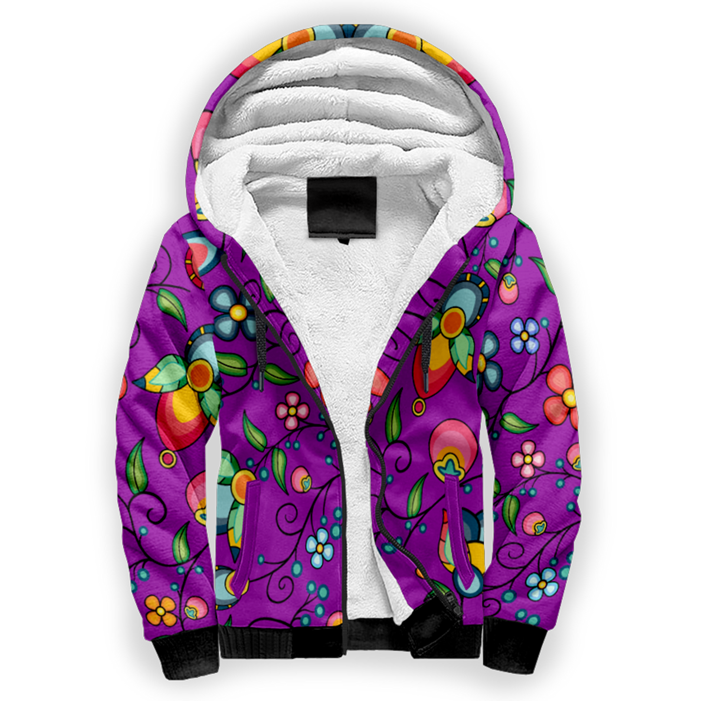 Floral Bounty Purple Sherpa Hoodie