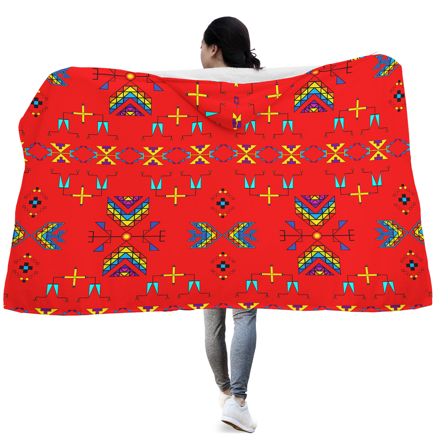 Rainy Chief Rainbow Red Hooded Blanket