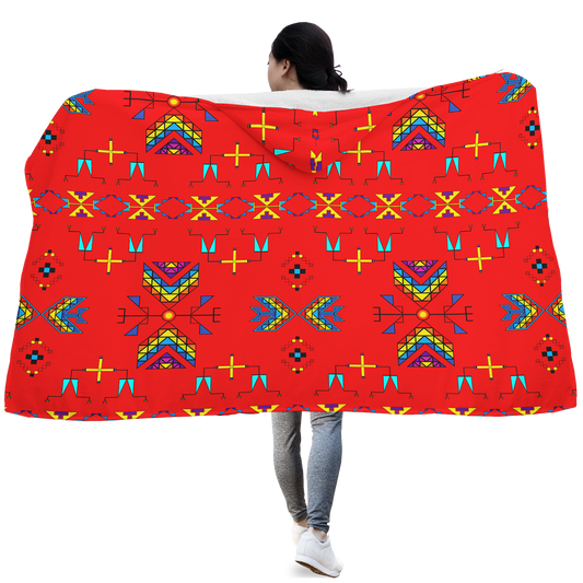 Rainy Chief Rainbow Red Hooded Blanket