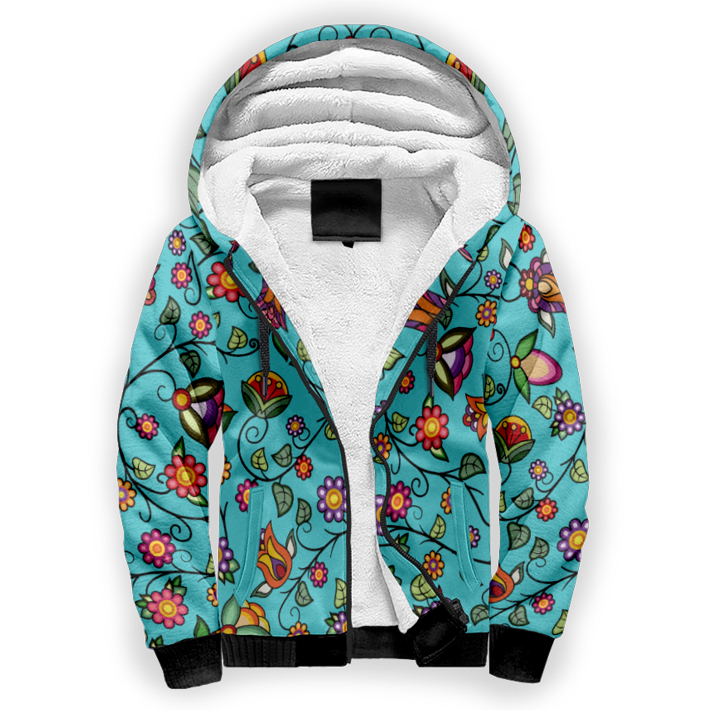 Heartbeat Petals Turquoise Sherpa Hoodie