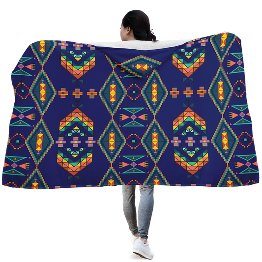 Travois Tipi Blue Hooded Blanket