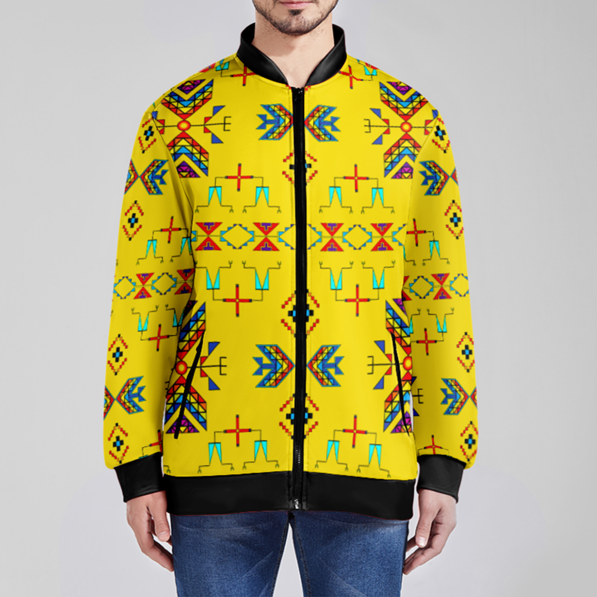 Rainy Chief Rainbow Yellow Zippered Collared Lightweight Jacket