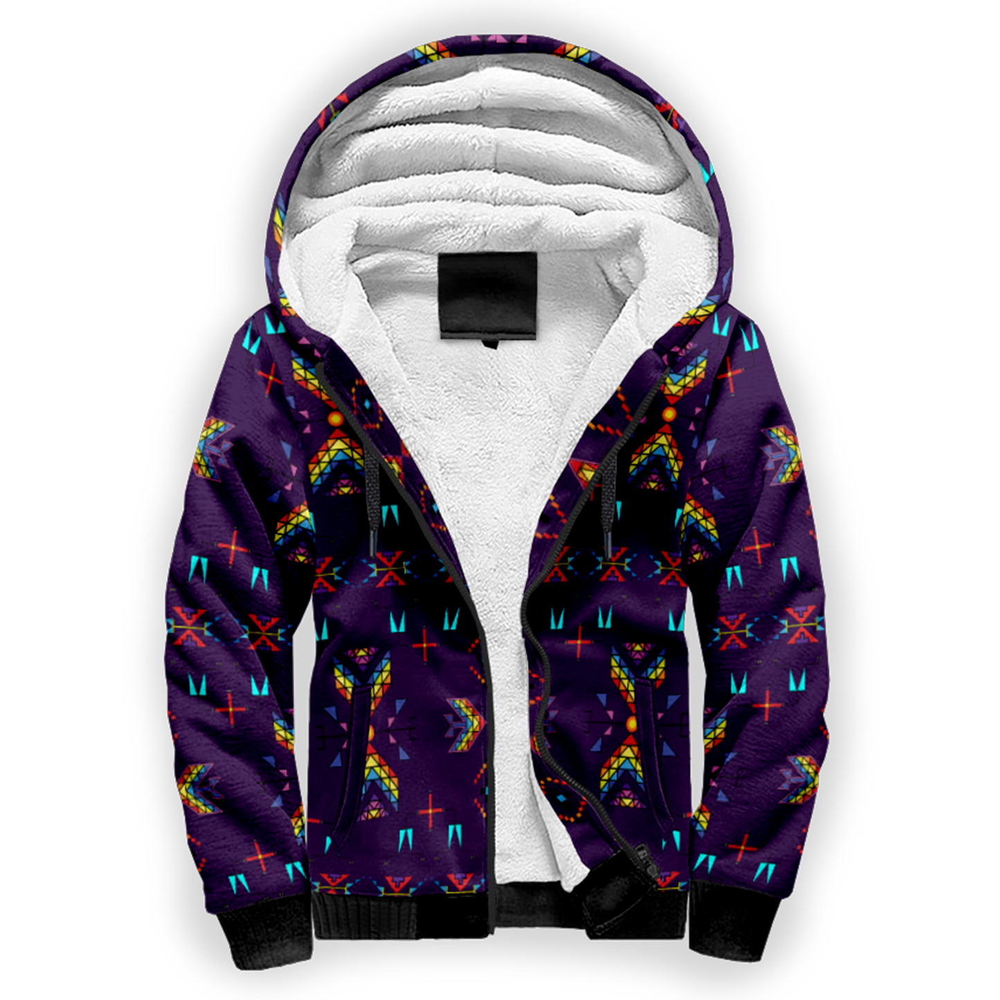 Rainy Chief Rainbow Dark Purple Sherpa Hoodie