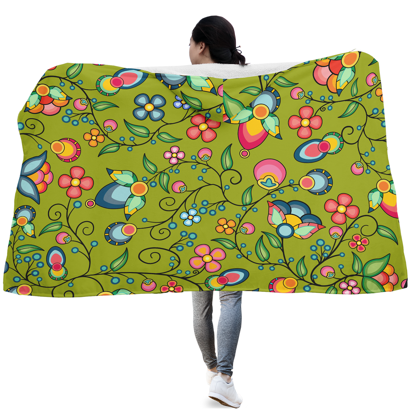 Floral Bounty Sweetgrass Hooded Blanket