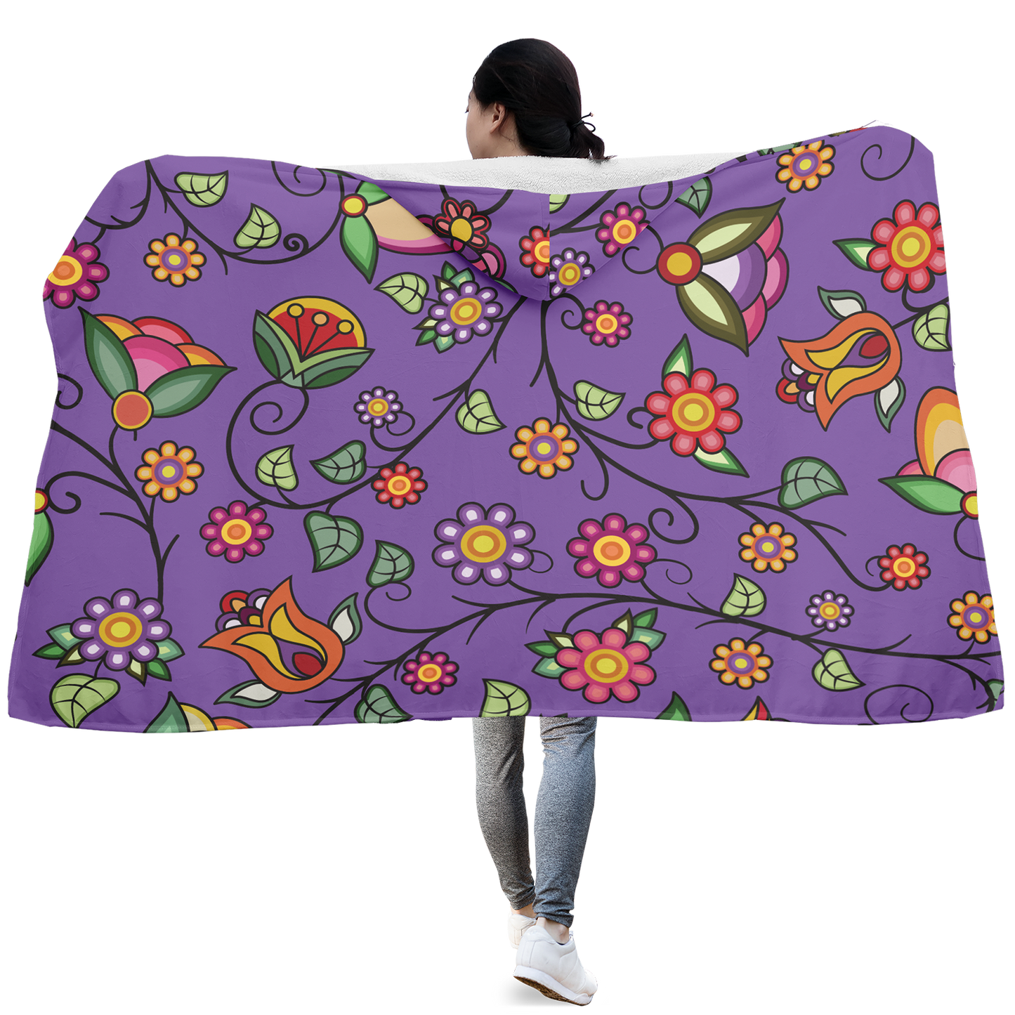 Heartbeat Petals Purple Hooded Blanket