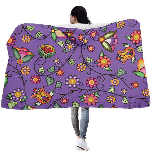 Heartbeat Petals Purple Hooded Blanket