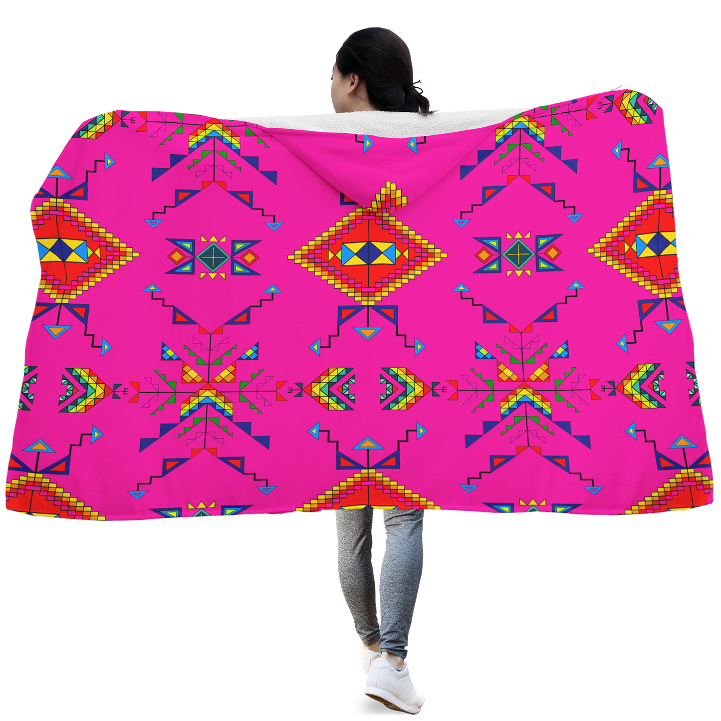 Buffalo Jump Pink Hooded Blanket