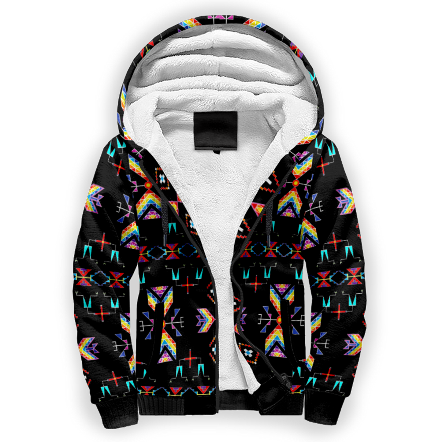 Rainy Chief Rainbow Black Sherpa Hoodie