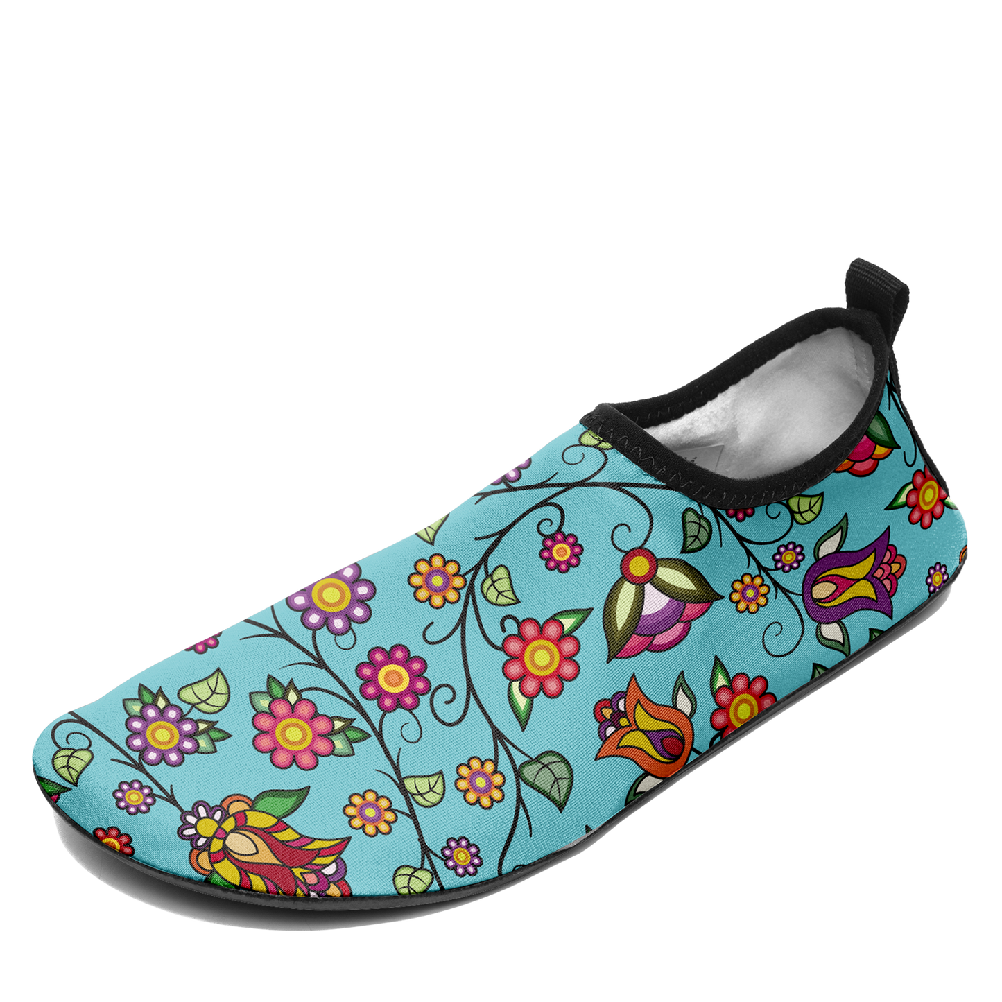 Heartbeat Petals Turquoise Kid's Sockamoccs Slip On Shoes