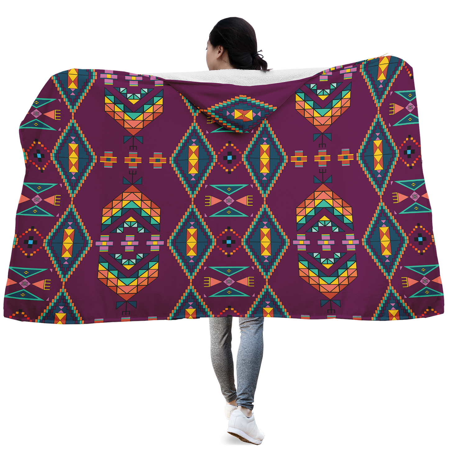 Travois Tipi Berry Hooded Blanket