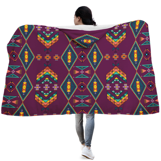 Travois Tipi Berry Hooded Blanket