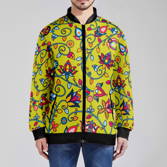 Thorny Path Yellow Zippered Collared Lightweight Jacket