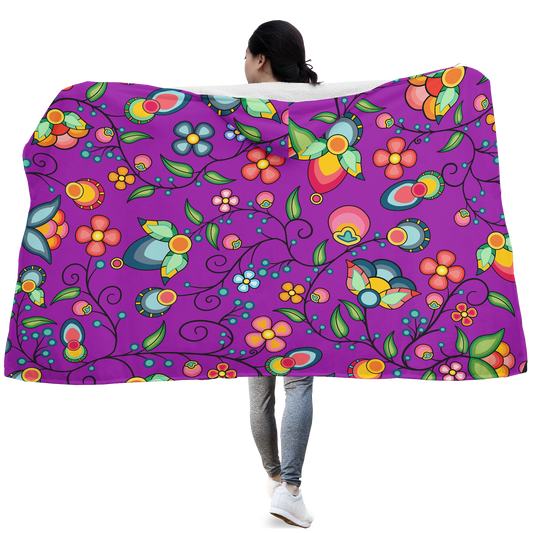 Floral Bounty Purple Hooded Blanket