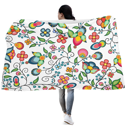 Floral Bounty White Hooded Blanket