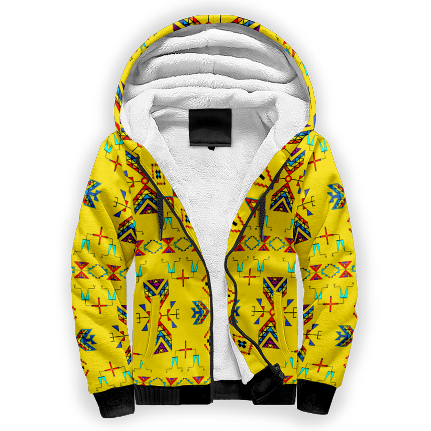 Rainy Chief Rainbow Yellow Sherpa Hoodie