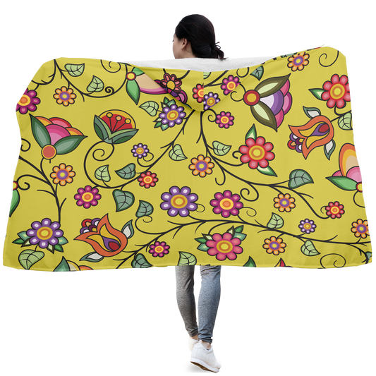 Heartbeat Petals Yellow Hooded Blanket