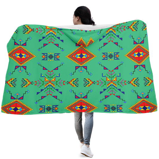 Buffalo Jump Sage Hooded Blanket