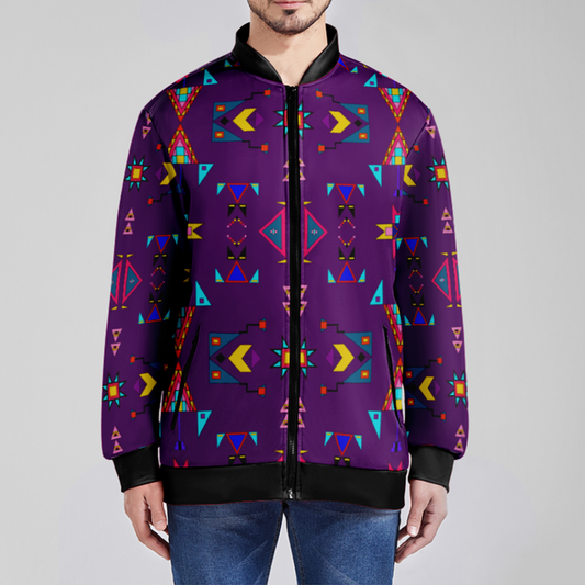 Enemy Territory Berry Zippered Collared Lightweight Jacket