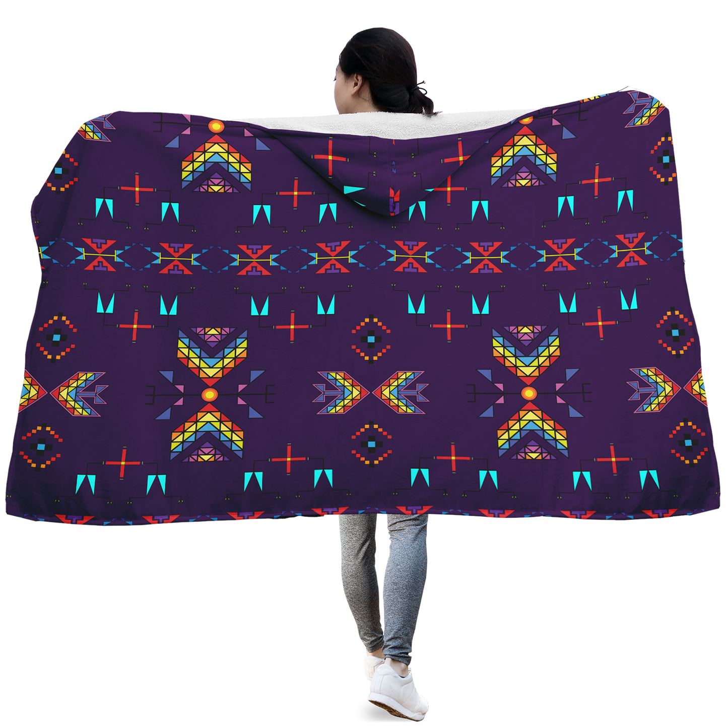 Rainy Chief Rainbow Dark Purple Hooded Blanket