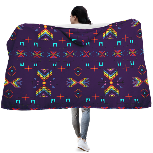 Rainy Chief Rainbow Dark Purple Hooded Blanket