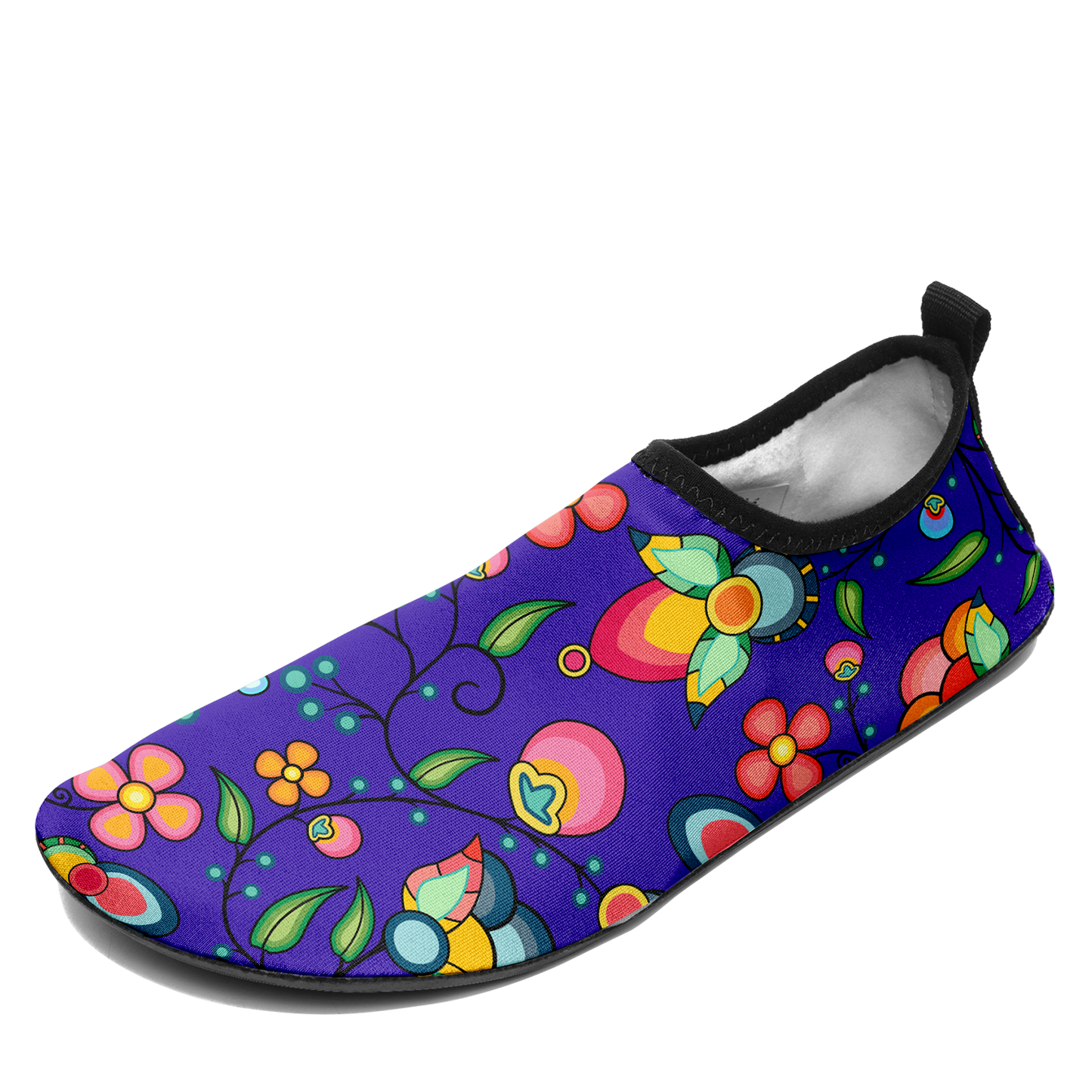 Floral Bounty Blue Kid's Sockamoccs Slip On Shoes