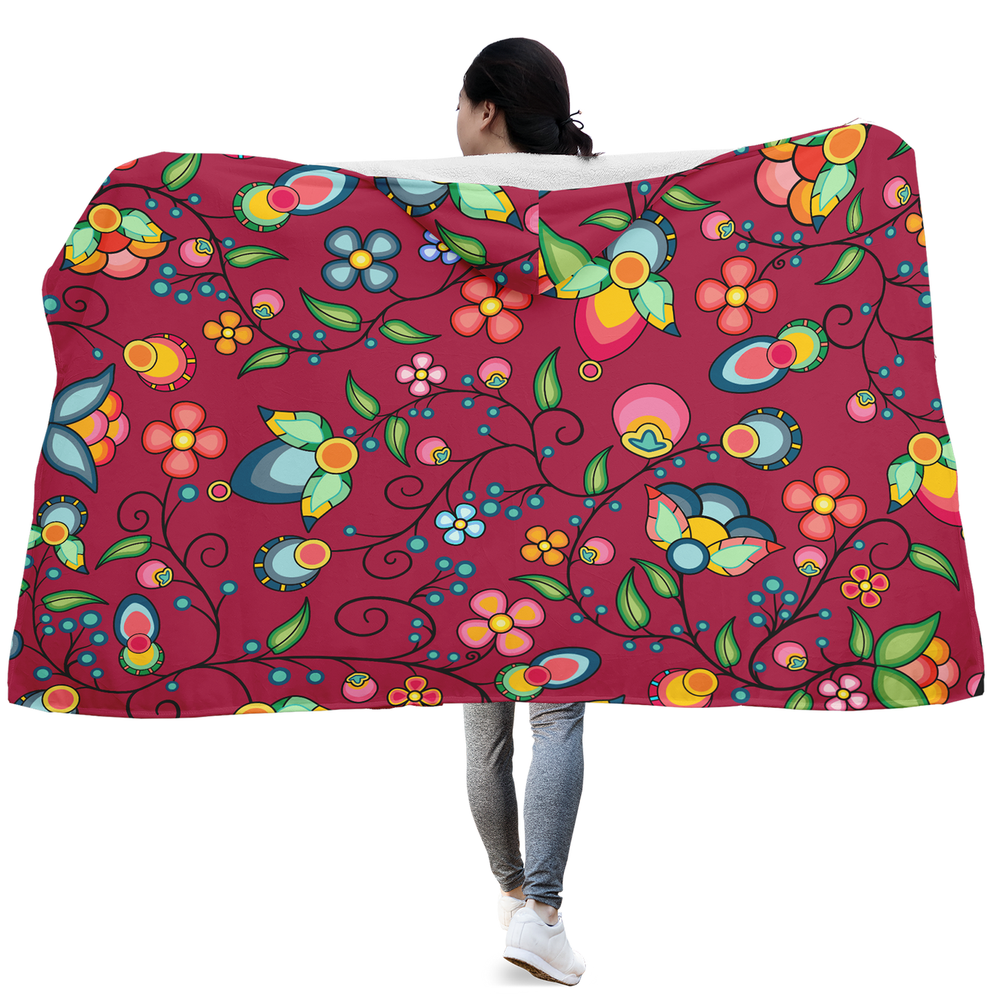 Floral Bounty Magenta Hooded Blanket