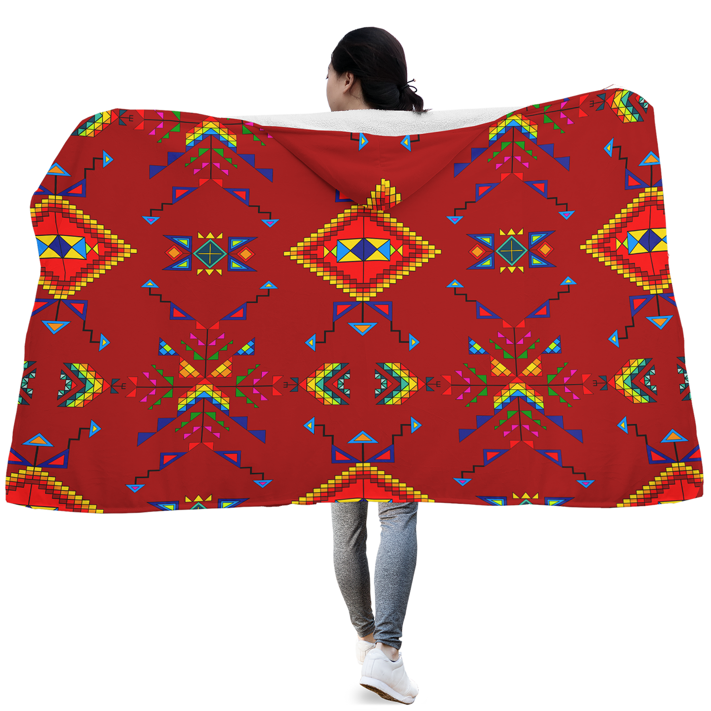 Buffalo Jump Red Hooded Blanket