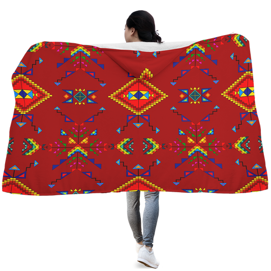 Buffalo Jump Red Hooded Blanket