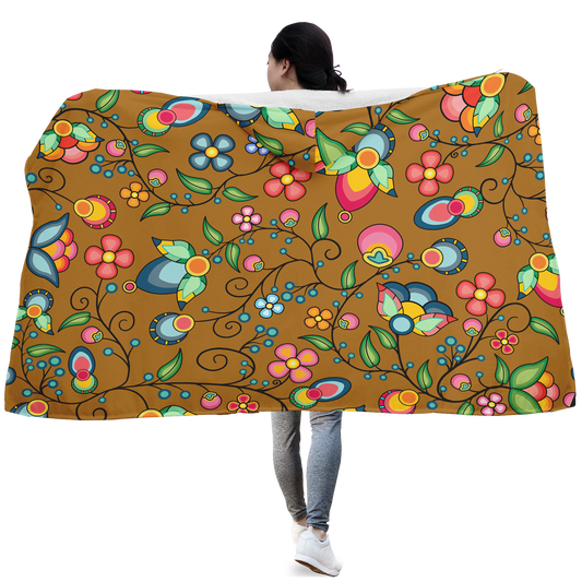 Floral Bounty Fall Leaves Hooded Blanket