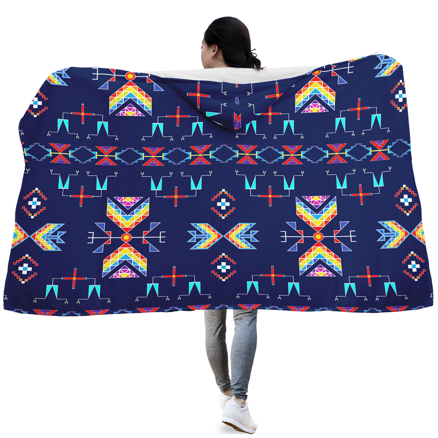 Rainy Chief Rainbow Night Lake Hooded Blanket