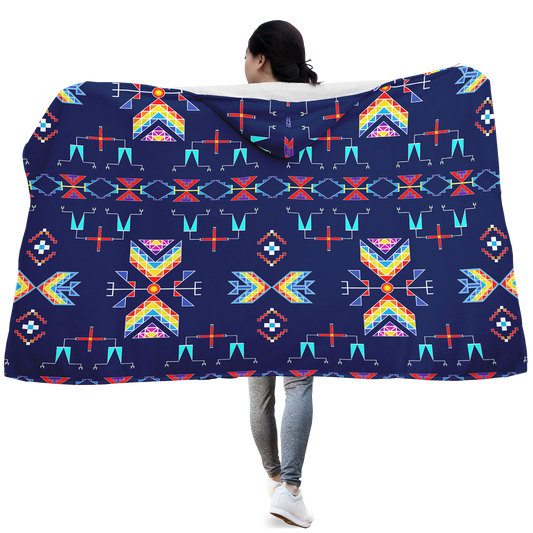 Rainy Chief Rainbow Night Lake Hooded Blanket