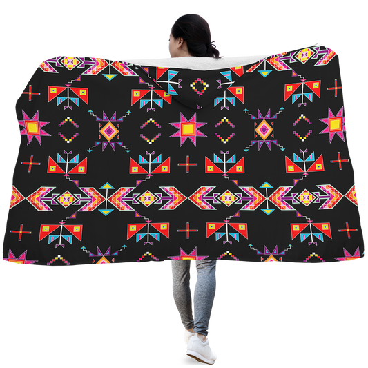 Scattered Generations Black Hooded Blanket